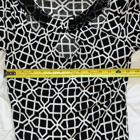 NWOT Inc International Concepts Inc black & white beaded neck top xs - Picture 7 of 13